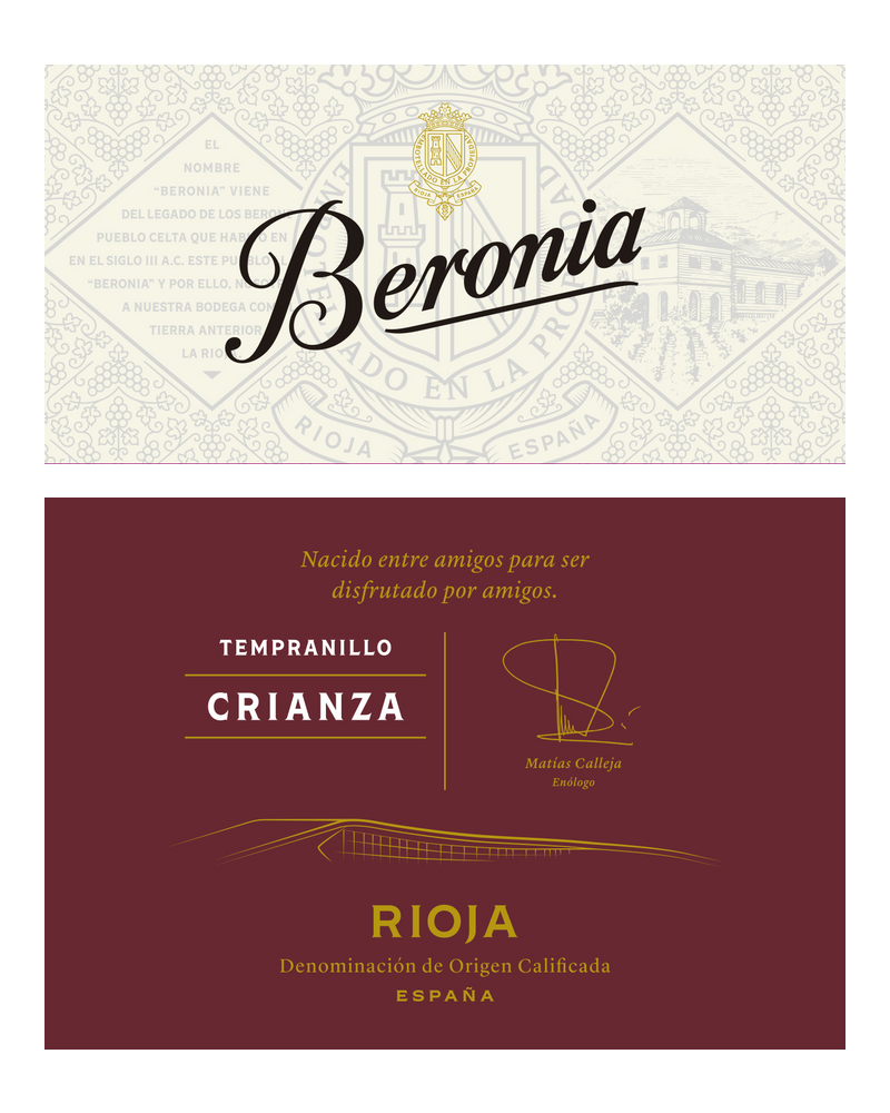 Bodegas Beronia Crianza wine label